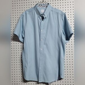 J.b. Holt Mens Button-up Shortsleeve  Shirt Medium Lite Blue